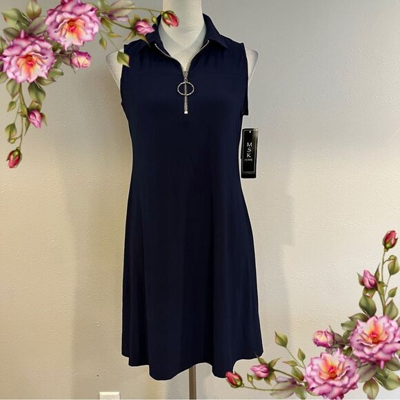 MSK navy sleeveless a-line dress - Picture 1 of 13